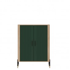 Kumode ar durvīm DANTE DT11, Ozols cremona/Zaļš matēts/Melns